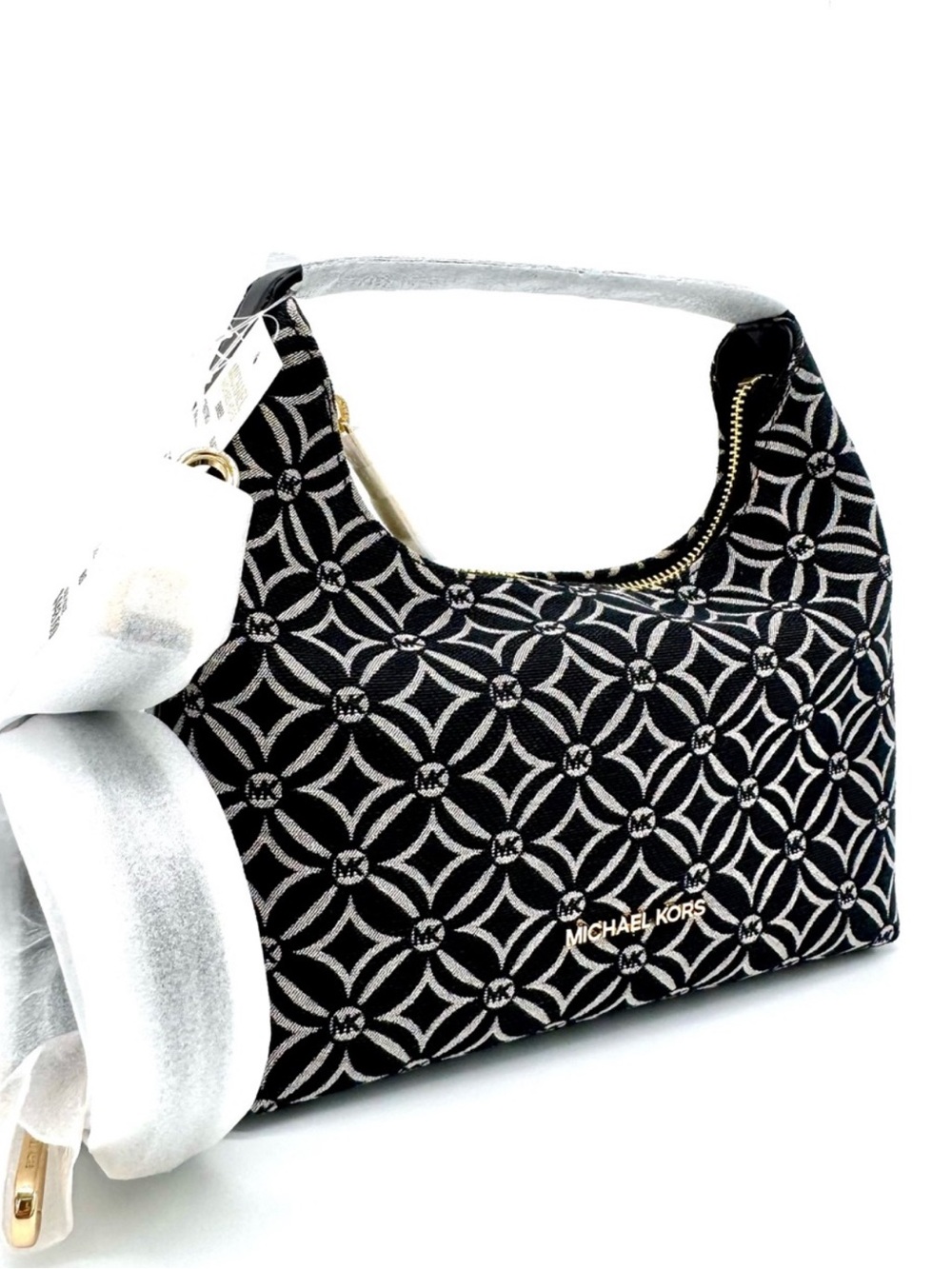 Michael Kors Ember Small Logo Jacquard Messenger Bag Black